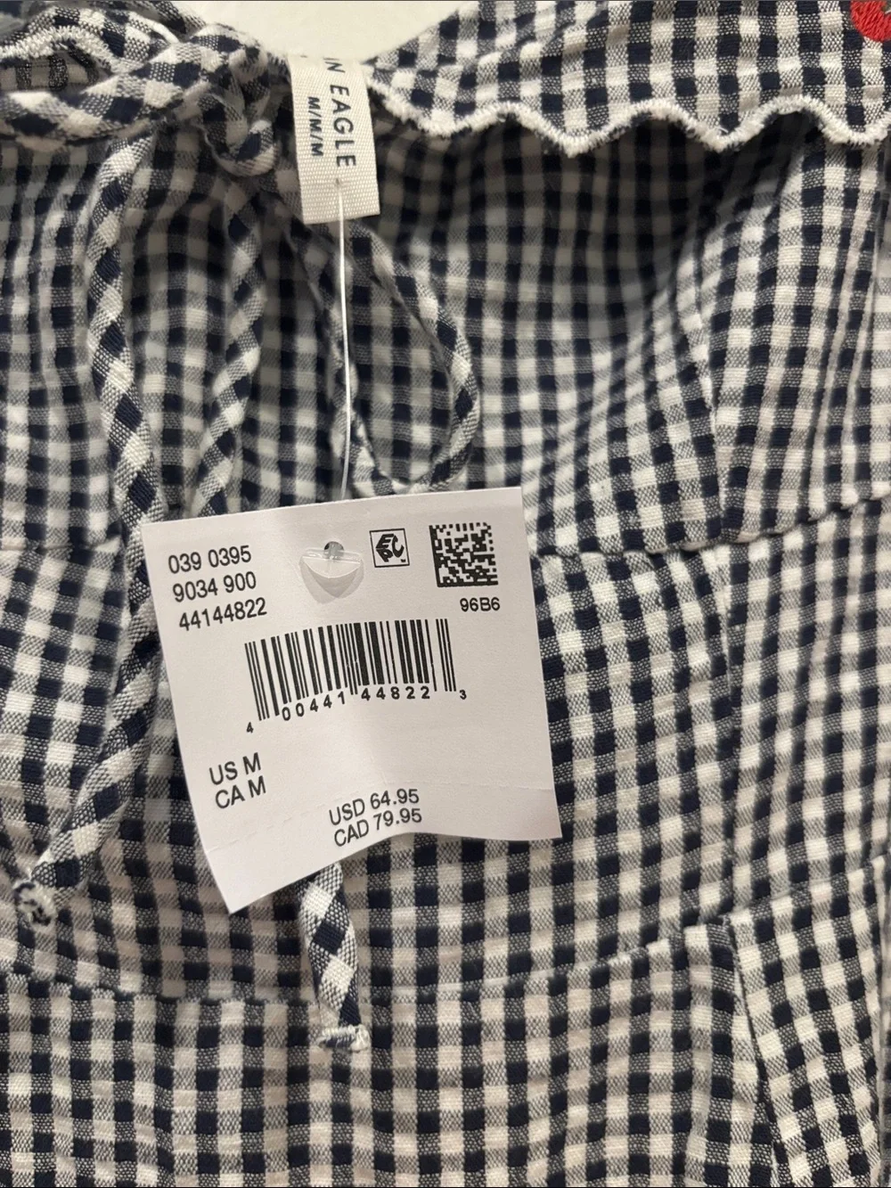 American Eagle Outfitters Black and White Gingham Puff Sleeve Dress - Picture 3 of 5